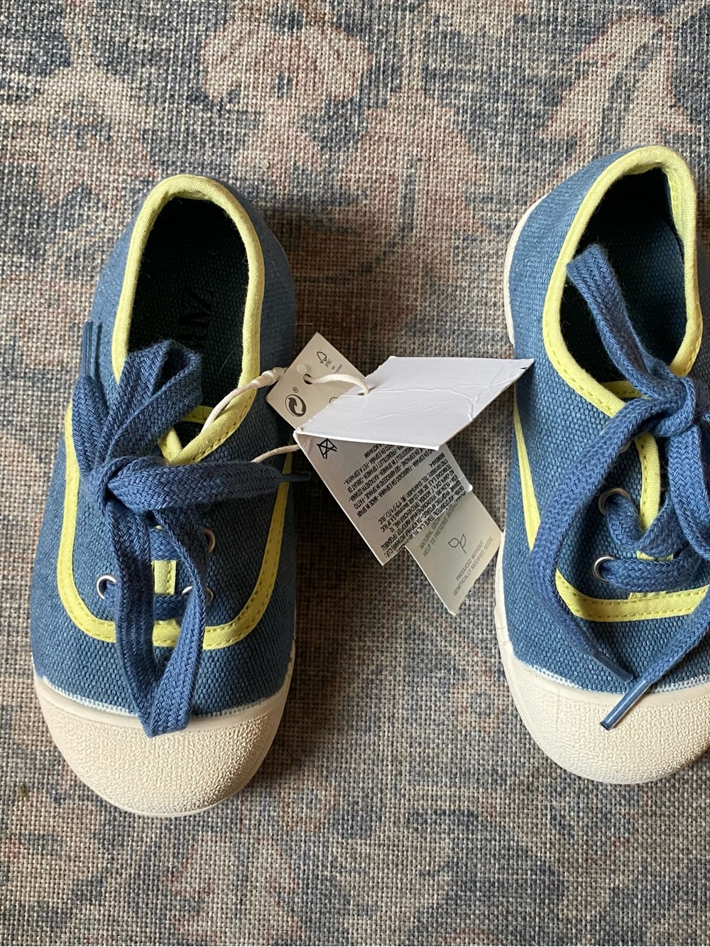 Zara Blue Canvas Kids Sneakers with Yellow Trim